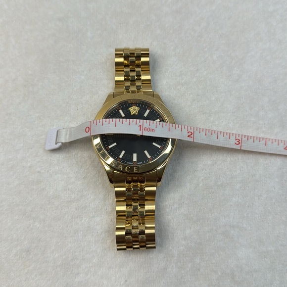 VERSACE MEN’S BLACK GOLD STEEL LUXURY WATCH WITH BOX - Picture 10 of 14